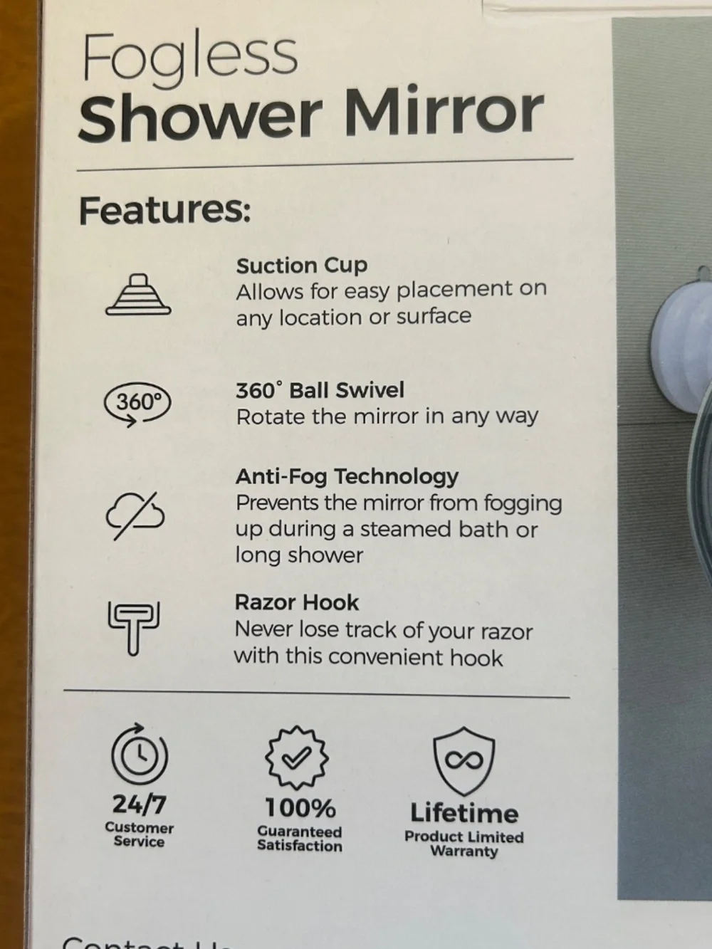 HONEYBULL Fogless, Shatterproof Shower Mirror with Suction Cup & Razor Holder